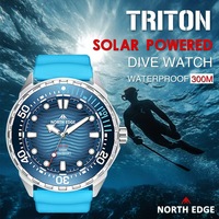 Men's 300M waterproof quartz watch solar energy driven pointer outdoor diving stainless steel snorkeling watch