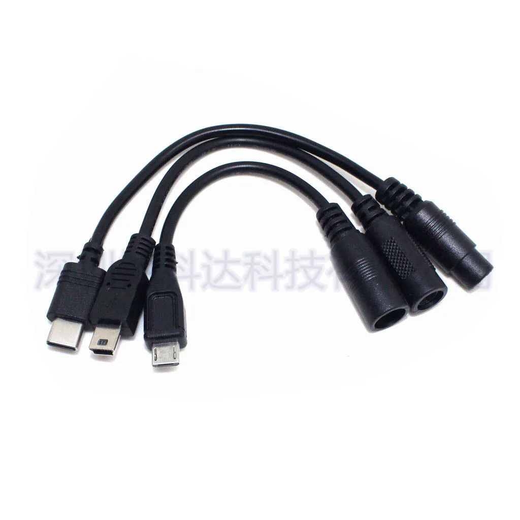 For Type-C/Micro/Mini USB to DC round port adapter cable 5V Android TypeC mobile phone charging adapter