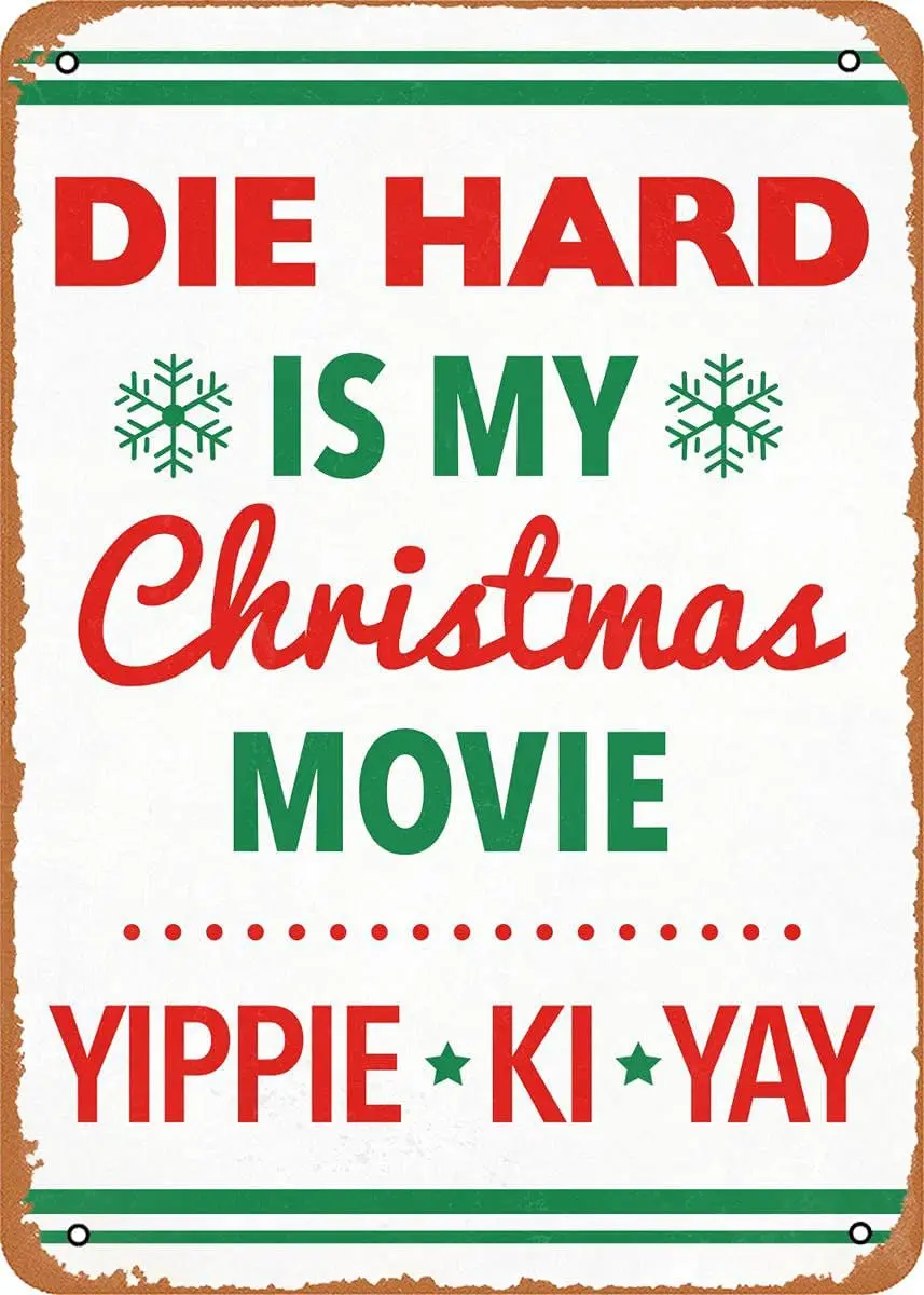 Vintage Metal Poster - Die Hard Christmas Movie Tin Sign 12 X 8 Inches Suitable For Wall Decoration Of Bar,Cafe,Garage,Man  sign