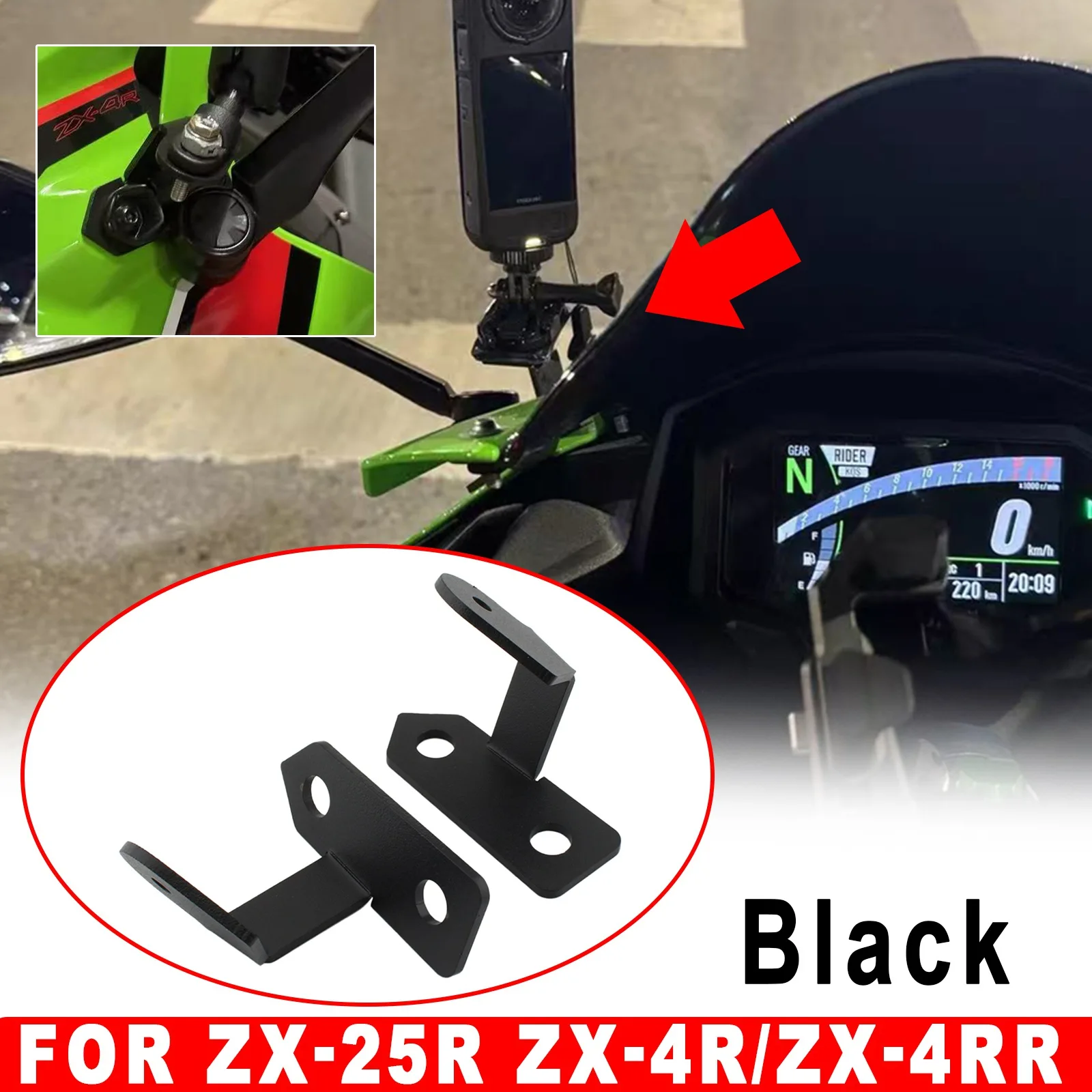 Motorcycles Dash Cam / DVR / Action Camera Bracket For Kawasaki ZX-4R/ZX-4RR 2023-2026
