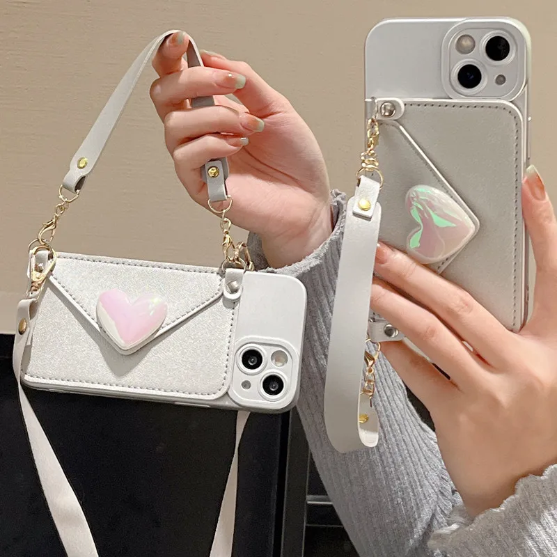 

Crossbody Card Bag for Phone, Lanyard for Phone, Love Case, For iPhone 16, 15, 14, Promax, 13, 12Pro, 11