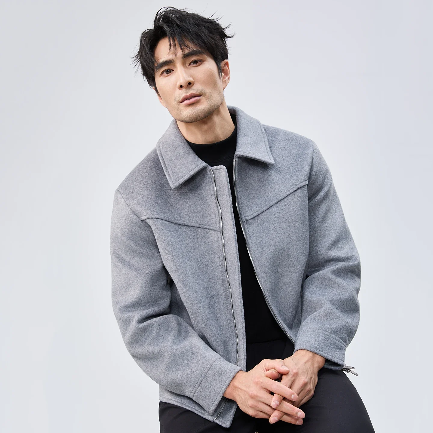 Solid Color Woolen Jacket Men's Autumn Winter 2025 Casual Fashion Silhouette Wool Short Coat Thicken Warm Streetwear Overcoat