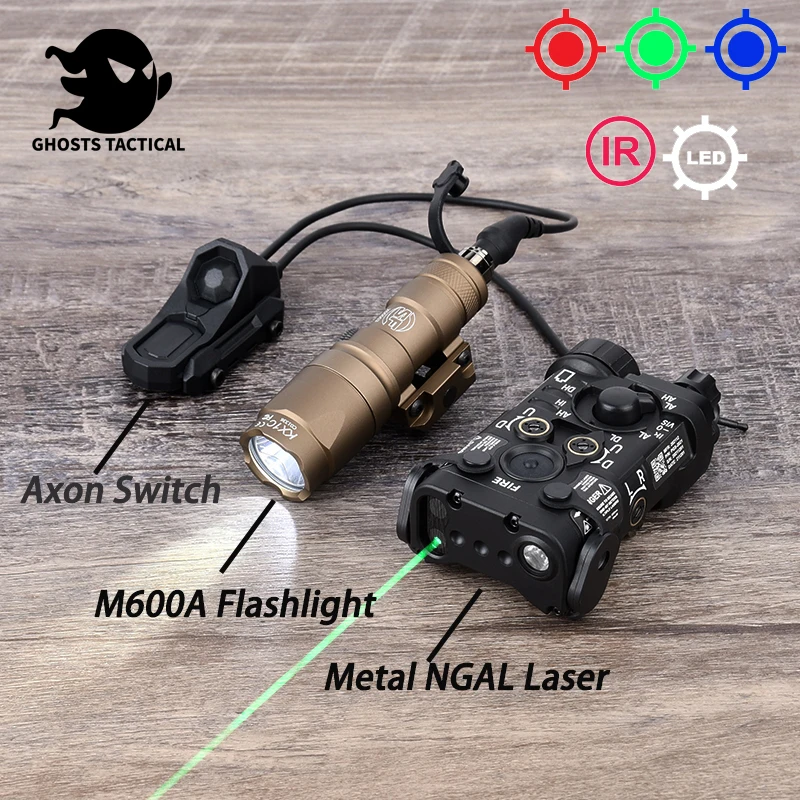 Tactical Metal NGAL Red Green Blue Indicator Surefir M300A M600C Hunting Scout Light With AXON Dual Control Switch Fit 20MM Rail