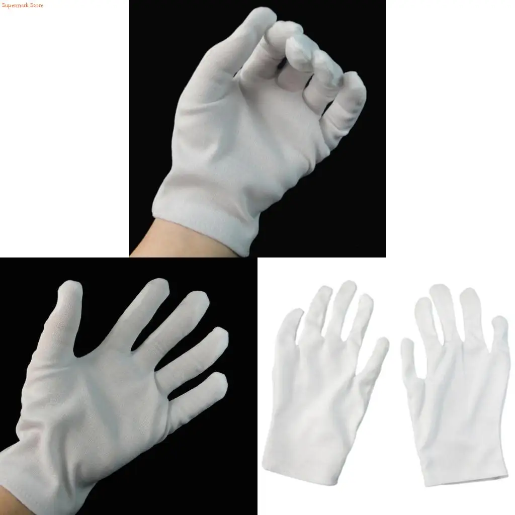 Q5WE Stitched Cotton Gloves for Formal Tuxedo Jewelry Inspection White Gloves for Men