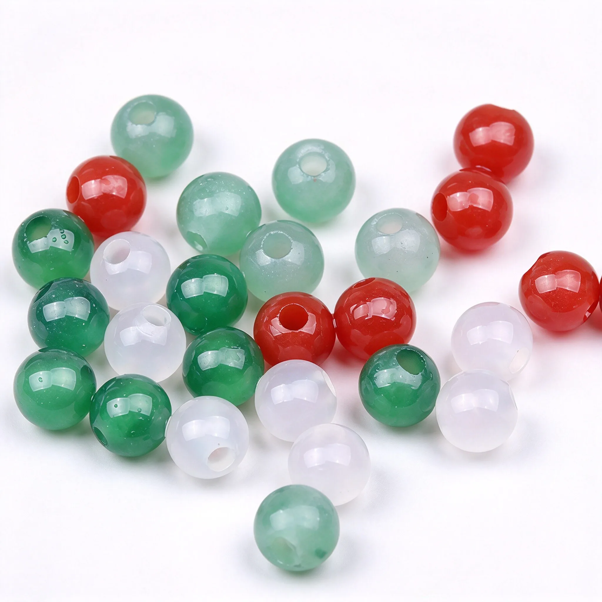 Large Hole Agate Beads, 6mm 8mm Polished Gemstone Loose Beads for DIY Bracelet Necklace Making