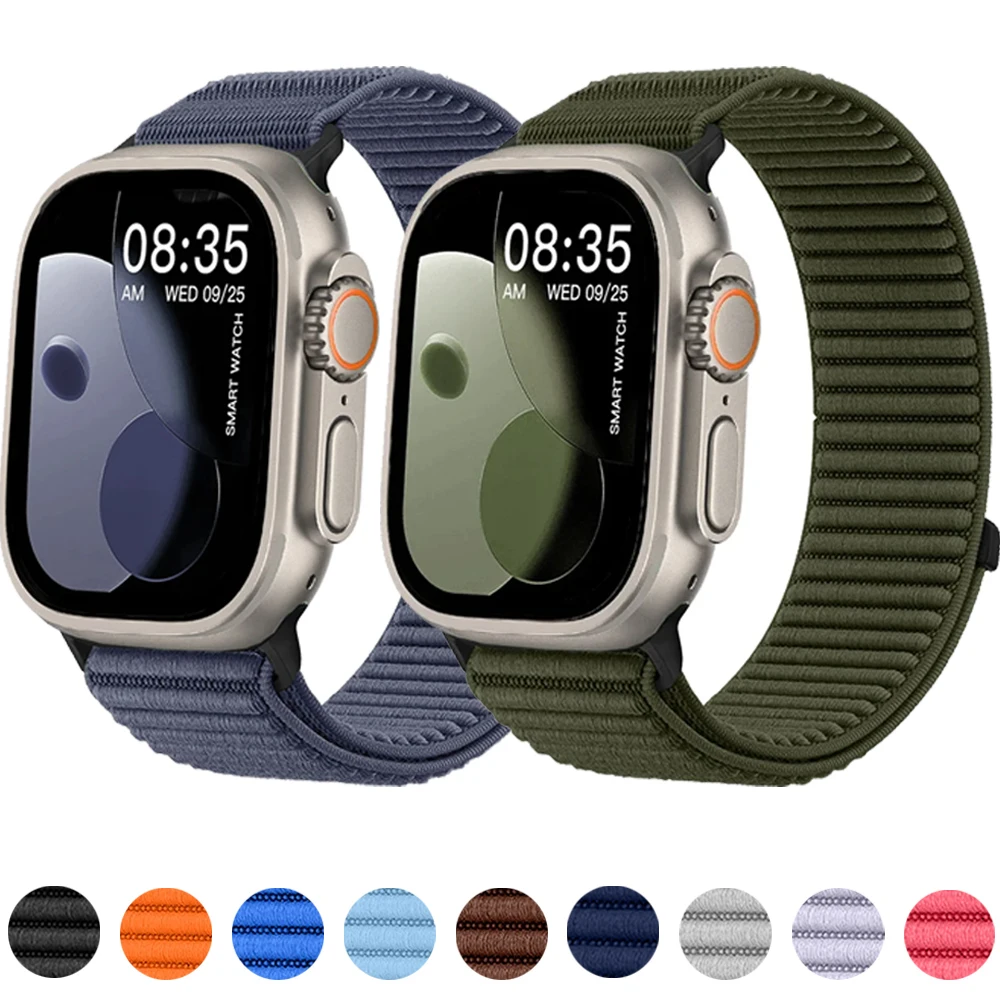 Geflochtenes Nylonarmband für Apple Watch Ultra 3 2 49mm 11 10 46mm 42mm Atmungsaktiver Gürtel iWatch 9 8 7 6 5 SE 45mm 44mm 41mm 40mm Band