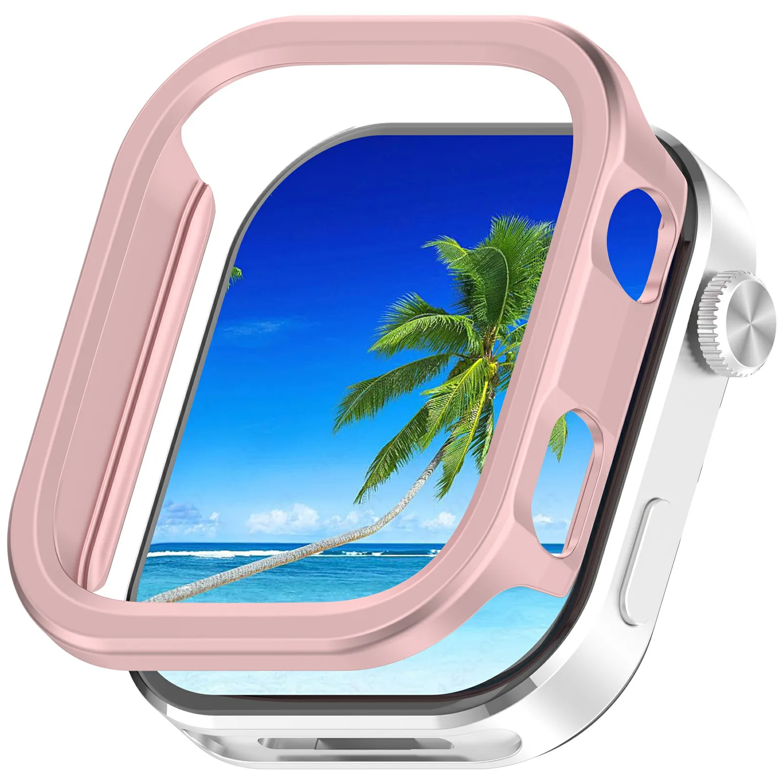 

For Xiaomi Redmi Watch 6 Watch Case Hollow Design Hard PC Protective Cover - Rose Pink