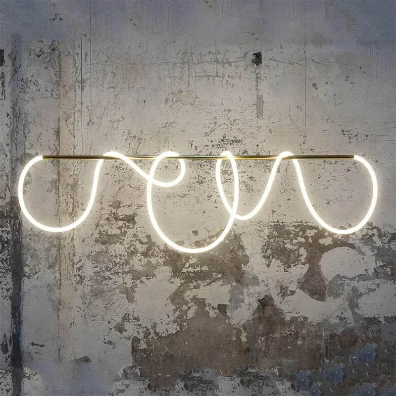 RU ما بعد الحداثة الحد الأدنى ضوء غرفة الطعام الفاخرة ضوء الاسكندنافية مكتب الجبهة صالة العرض خطوط موجة طويلة الشكل قلادة القطب