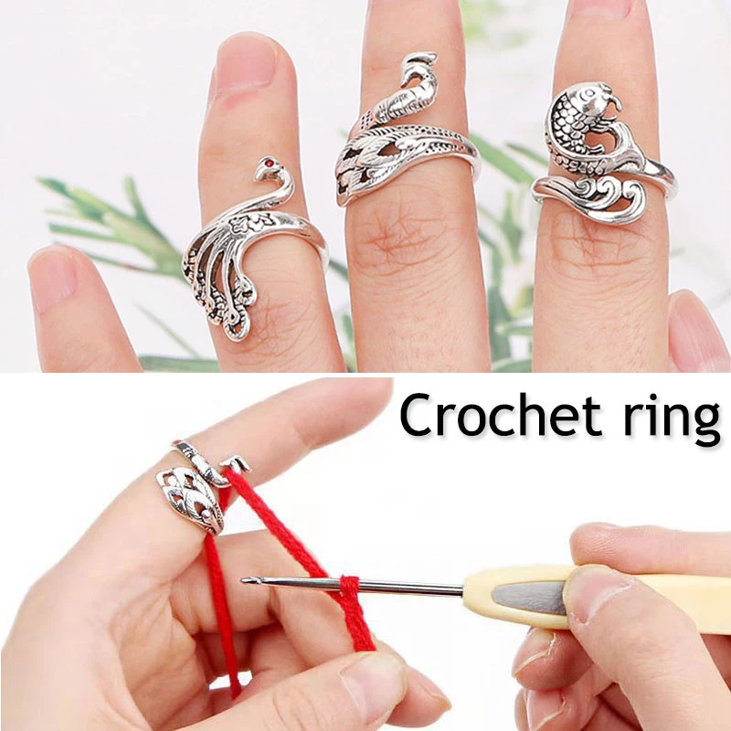 New DIY Knitting Loop Crochet Tool Multi Style Ring Finger Wear Thimble Yarn Adjustable Open Finger Ring Sewing Accessories