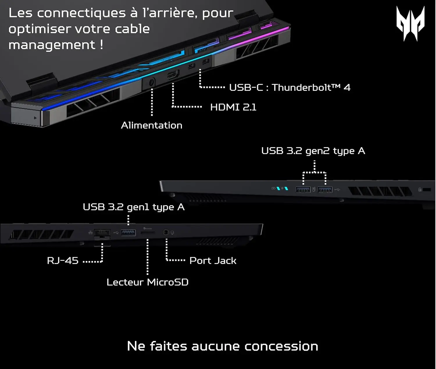 Acer Predator Helios 16 Ordinateur Portable Gaming 16" IPS 240 Hz, Intel  i9-13900HX, RAM 32G, 2T SSD,  RTX 4060, Windows 11