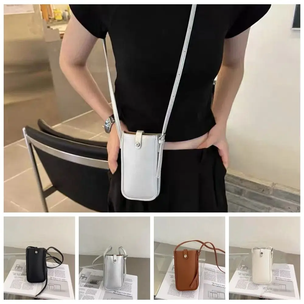 Dunne effen kleur telefoontasje Lichtgewicht draagbare kleine PU Crossbody tas Japanse stijl gesp Eenvoudige schoudertas Meisjes