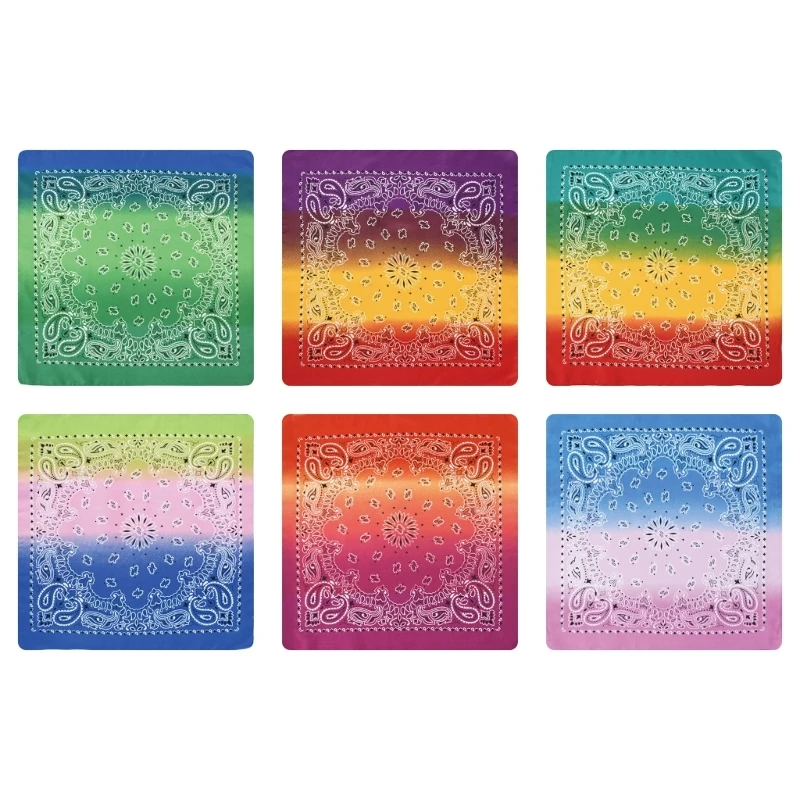 

12pcs Gradients Hair Scarf Bandana Cycling Scarf Breathable Paisleys Headscarf