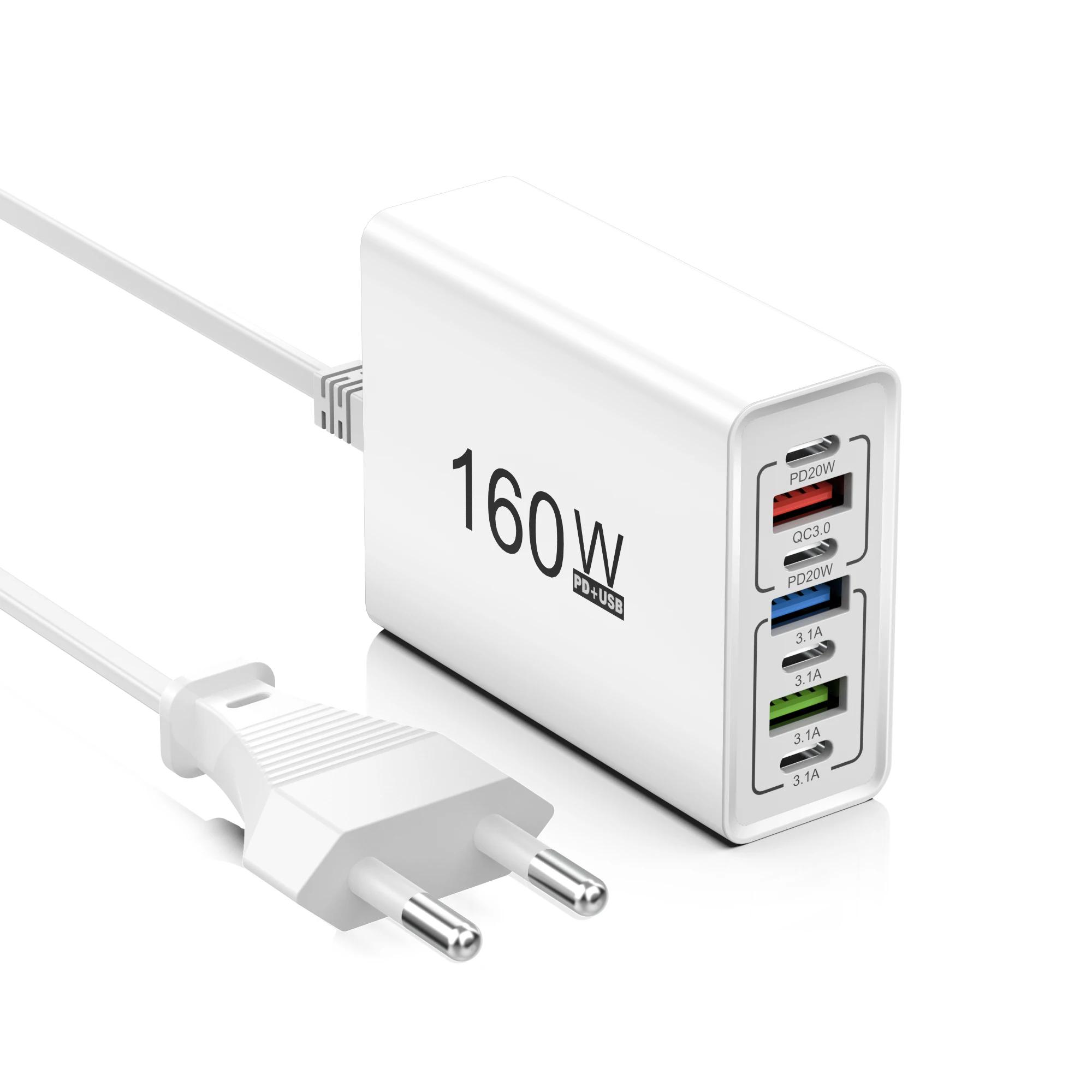 160W USB Multi-Port-Ladegerät Typ C Schnellladegerät mit Mehrfachsteckdose für iPhone Samsung Xiaomi Huawei Honor Handy-Adapter