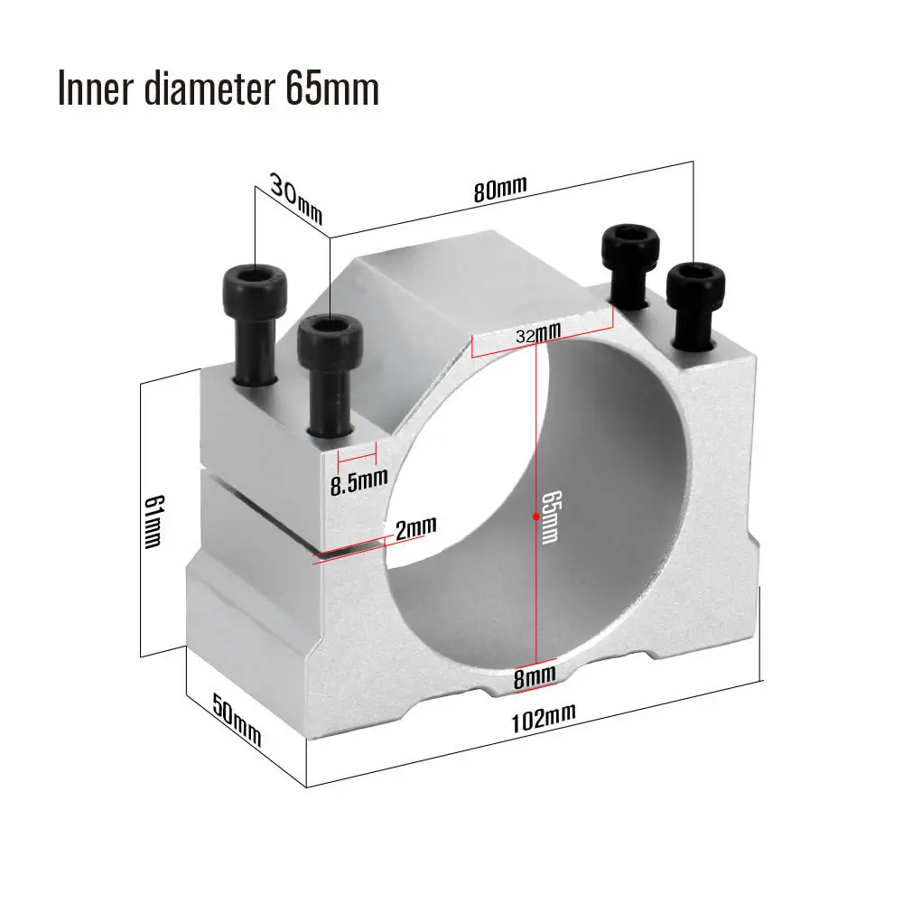 Imagem -04 - Alumínio Cnc Spindle Clamp Holder Router Mount Bracket Eixo z 52 mm 65 mm 80 mm 800w 1.5kw 2.2kw