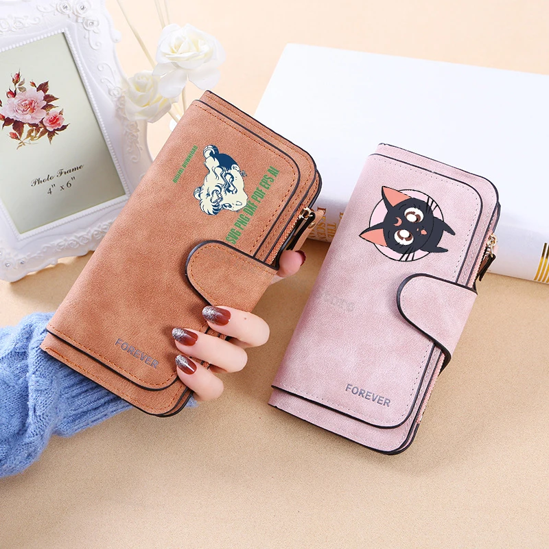 Cartoon Anime Sailor Moon Print Clutches Bag Luxury Handbags for Women Kawaii Coin Purse Girls Evening Wallets ID Card Holders