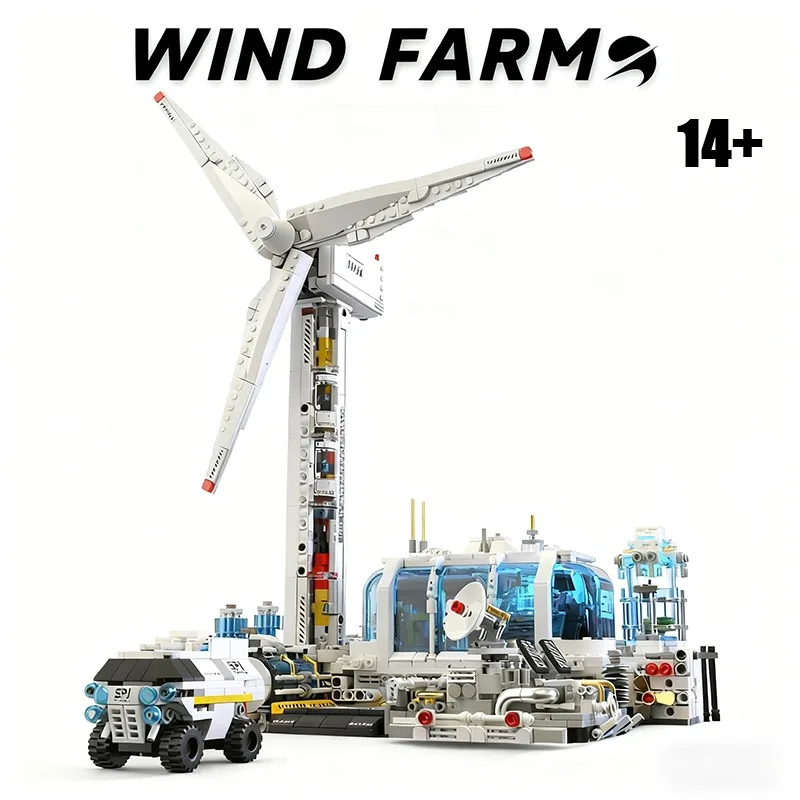 

Creative Wind Farm Space Cosmodrome Dual-Mode Robot Building Blocks MOC Space Exploration Series Gift For Children Adult