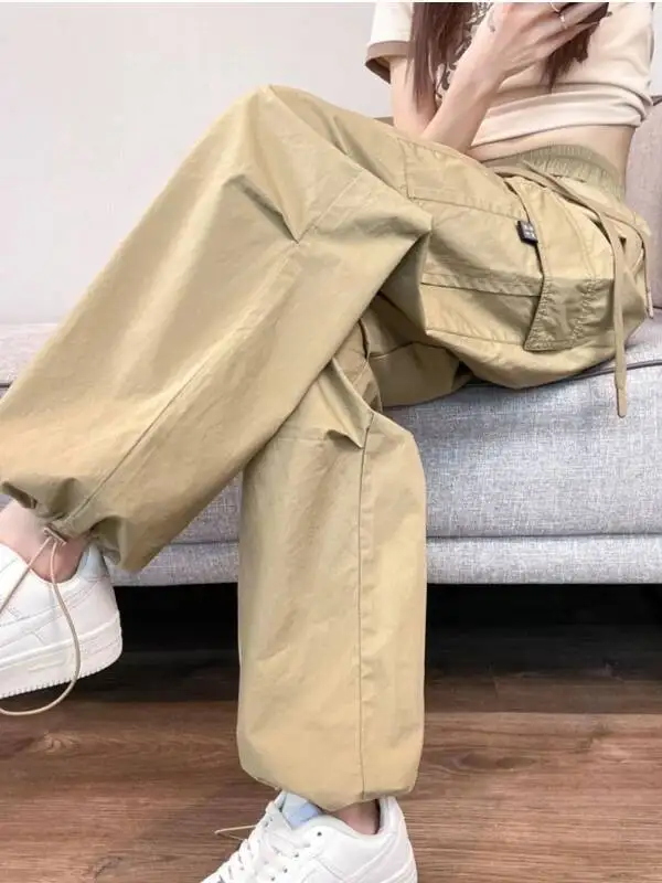 عارضة رقيقة الخريف العمل السراويل النسائية الرياضية فضفاضة طماق كوي الجافة مستقيم واسعة الساق السراويل