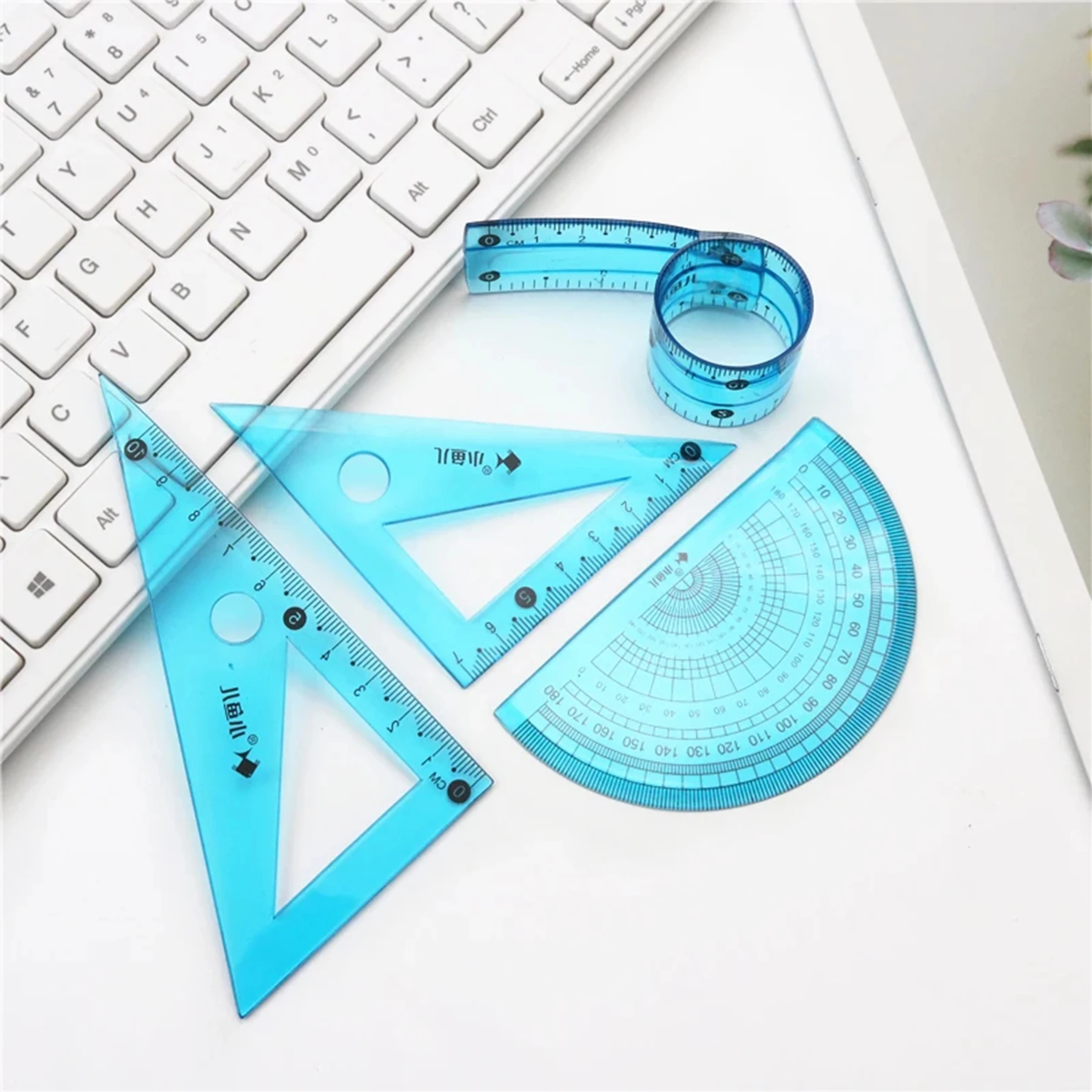 

Student children soft ruler Geometric triangle ruler 20cm ruler protractor drawing line set Safe and durable