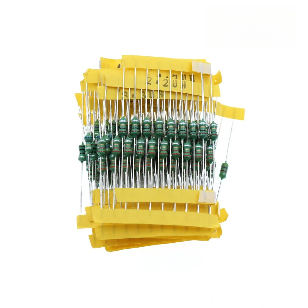 200 قطعة 1/2 واط 0410 لون الفرقة مغو مجموعة متنوعة 20 قيم 1uH إلى 4.7mH ، من خلال ثقب لمحول DC-DC
