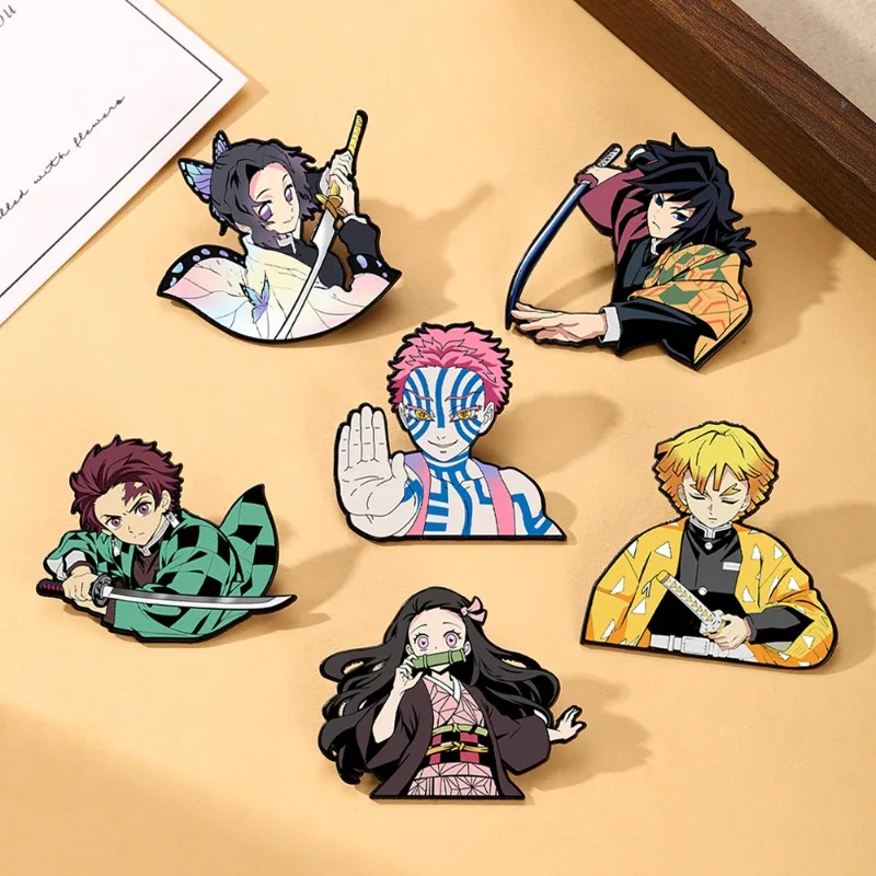Demon Slayer Kamado Tanjirou Tomioka Giyuu cute cartoon alloy pins two-dimensional creative anime peripheral decorative badges view 5