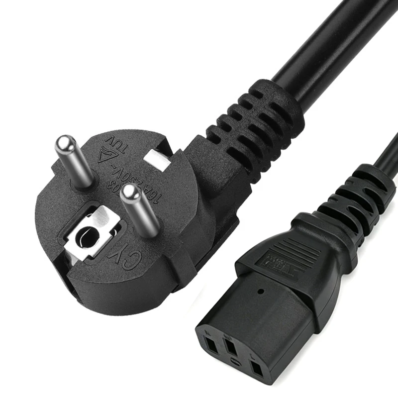 90 Degree Right Angle EU Power Cord 1.5M 3G1.5mm² Schuko Plug to IEC C13 16A 250V 3 Core European Power Cable for PC Monitor