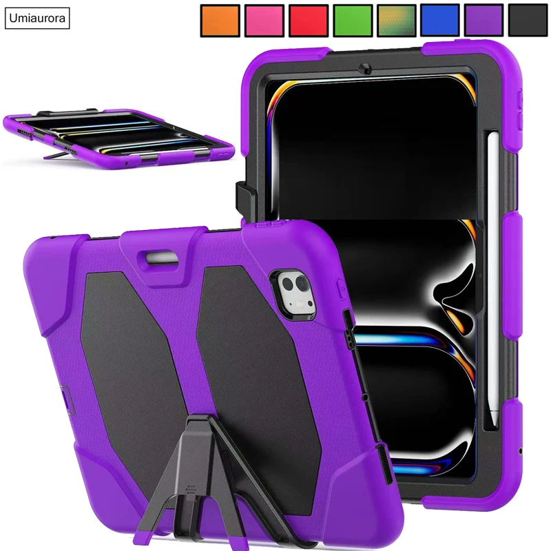 

For IPad Mini 8.3" A17 Pro 11 Air 6 5 4 10.9 inch M2 M3 M4 Heavy Duty Rugged Tablet Case Stand Shockproof Screen Protector Funda