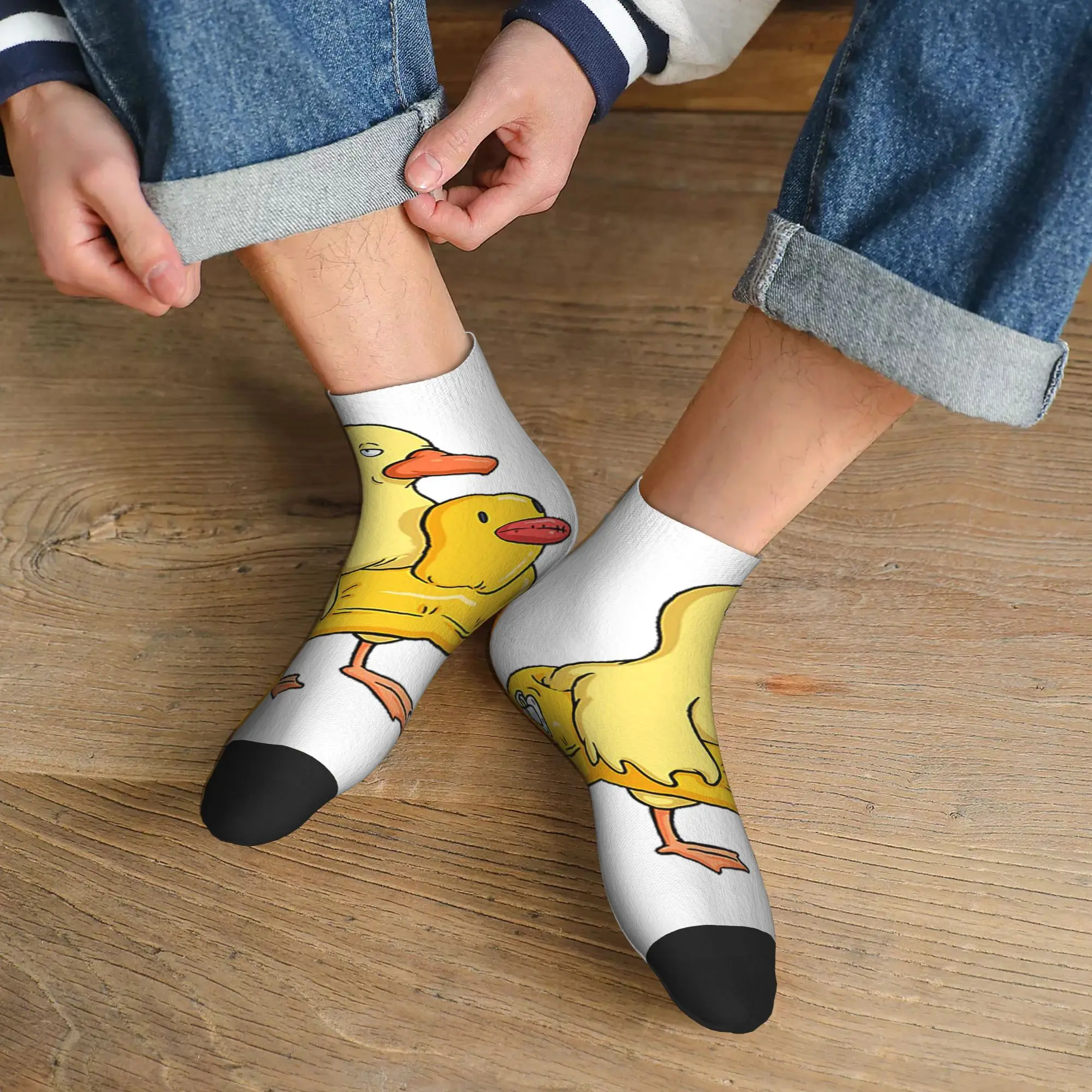 

Всесезонные носки с двойной уткой в стиле Харадзюку, впитывающие пот спортивные носки средней длины, мягкие забавные чулки для мужчин и женщин, подарки