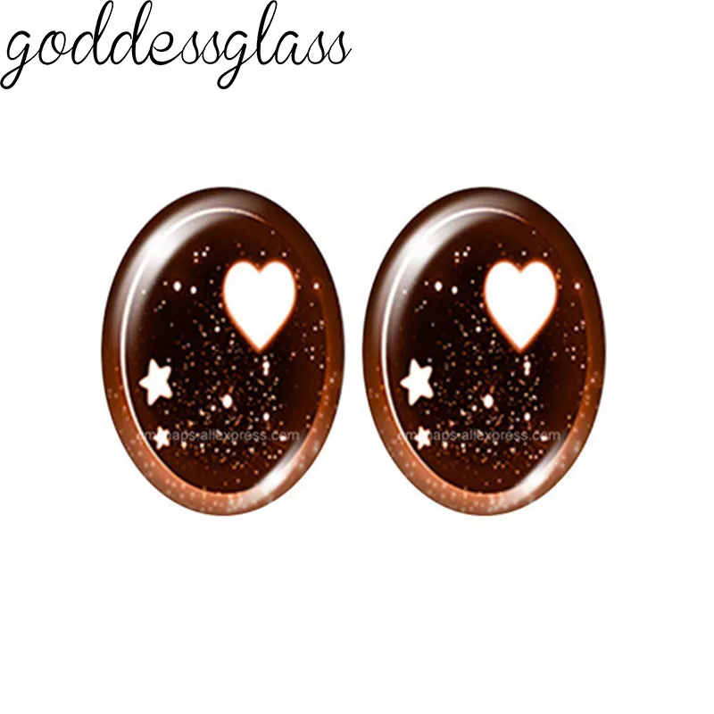 5pairs Cartoon Doll crystal Eye Brown hearts pupils 10x14mm/13x18mm Oval photo glass cabochon demo flat back Making findings