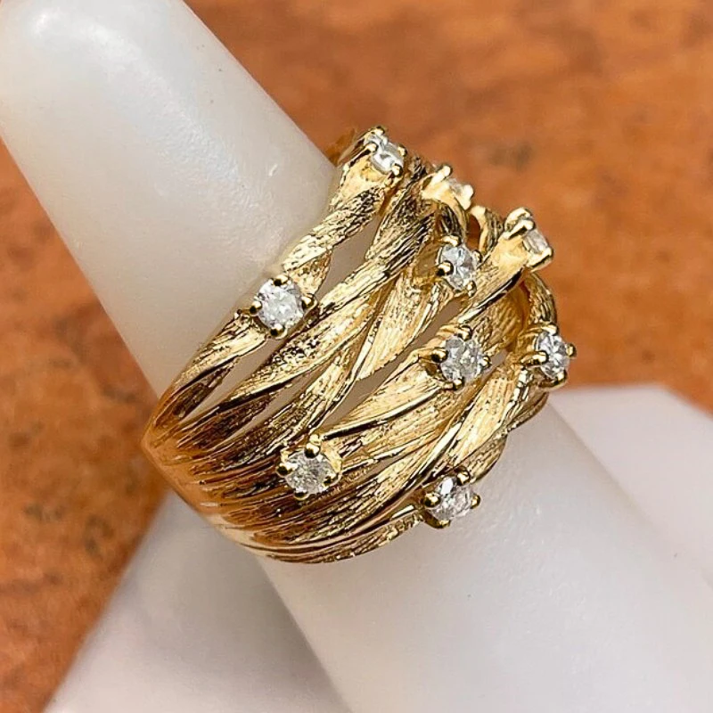 Huitan Cross Ring for Women Gold Color Plated Fashion Wide Band Design Modern Trendy Female Finger Accessories Wedding Jewelry