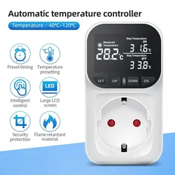 Digital Temperature Controller Socket Lcd Display Digital Thermostat Preset Timer Switch Cooling Heating Temperature Sensor