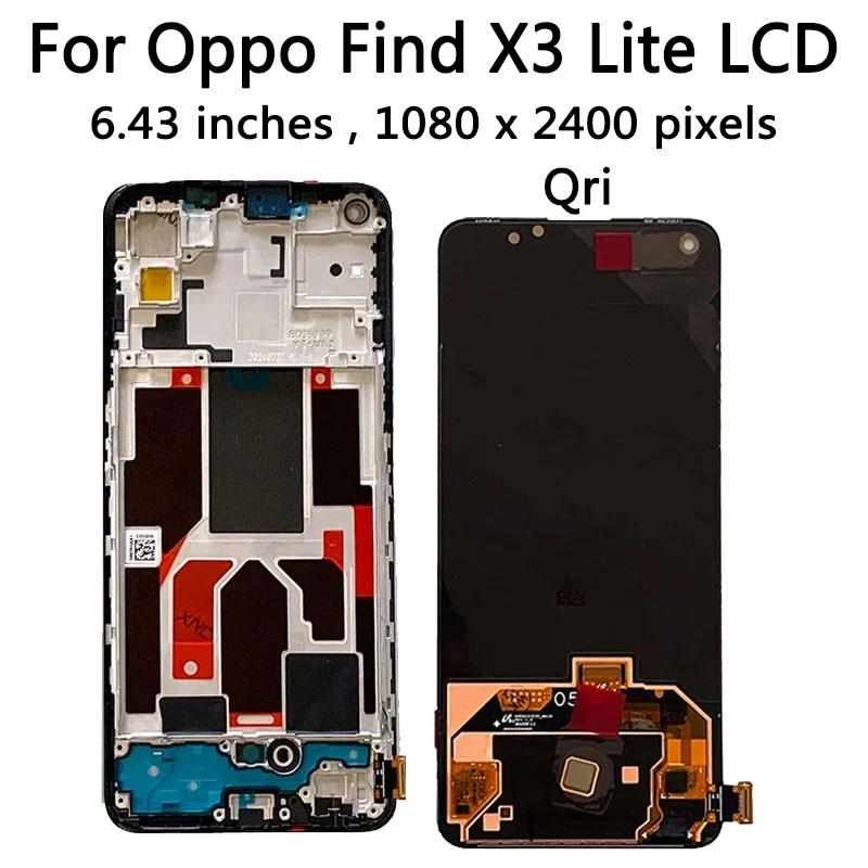 6.43“AMOLED X3Lite Display For Oppo Find X3 Lite CPH2145 LCD Display Touch Panel Screen Digitizer Assembly Replacement