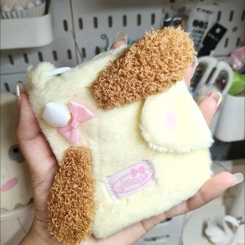 Sanrio Kawaii Pompomurin Plush Wallet Cute Girl Heart Series Plush ID Multi functional Bag for Girls Festivals and BirthdayGifts