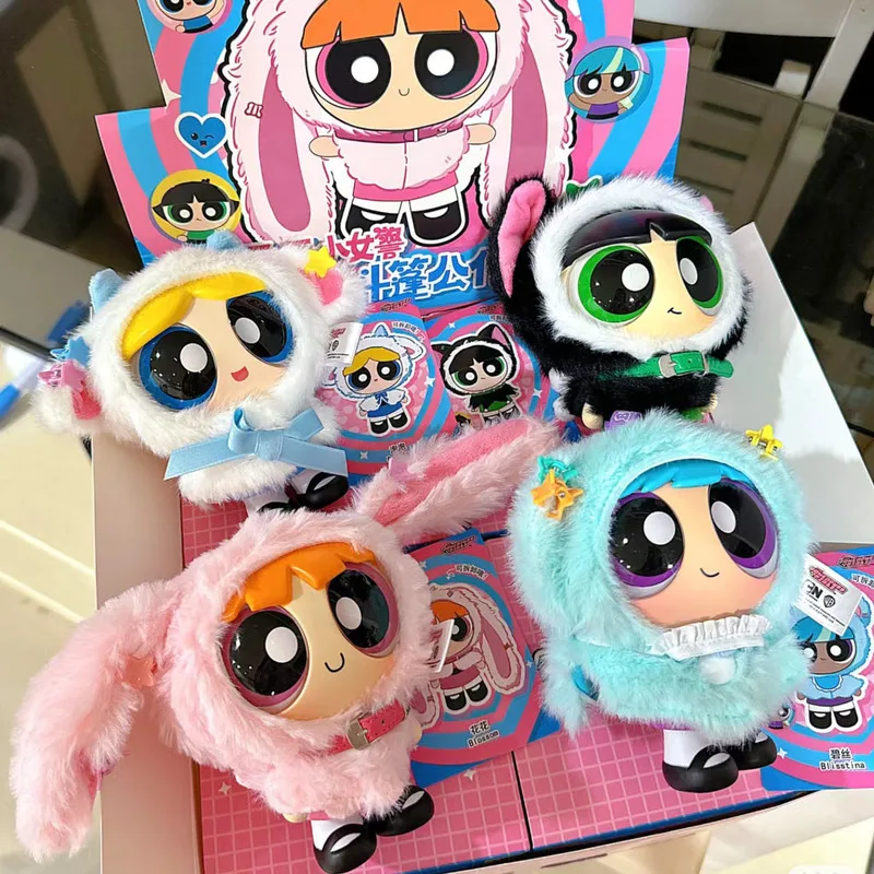 Toptoy powerpuff meninas manto boneca série caixa cega presente de aniversário brinquedo pingente boneca anime dos desenhos animados periférico decoração de mesa