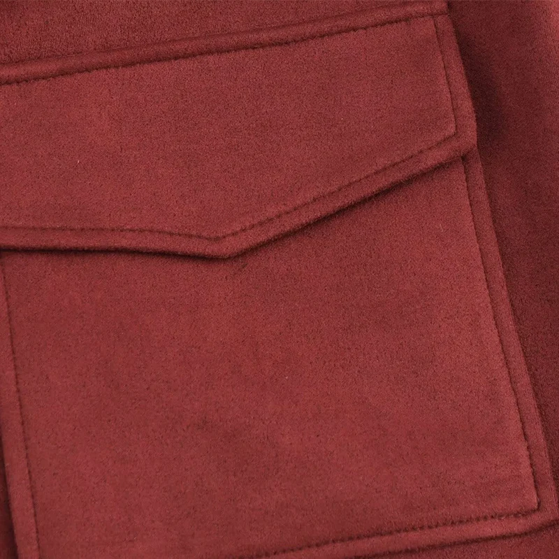 Herbst 2025, neue Damen-Retro-modische Wildlederjacke, Knopfleiste, Vordertaschendesign, geeignet für tägliche Ausflüge, Herbstkleidung, Trafizaran