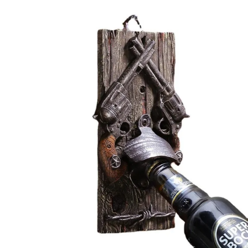1Pc Wall Mounted Bar Wall Decoration Double Guns Shape Classic Cowboy Style Resin Kitche Bar Home Decor