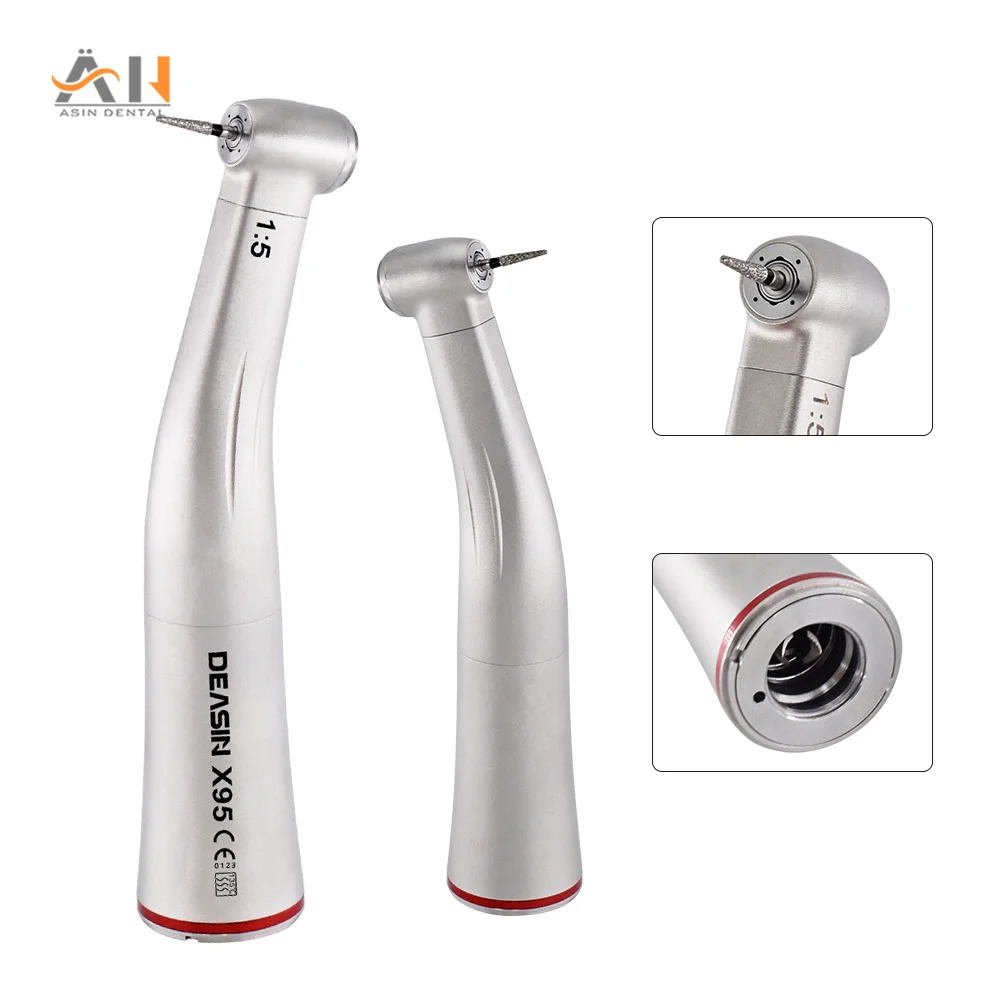 

Dental 1:5 push button Low Speed Handpiece Contra Angle Internal Water Spray Increasing Red Ring handpiece