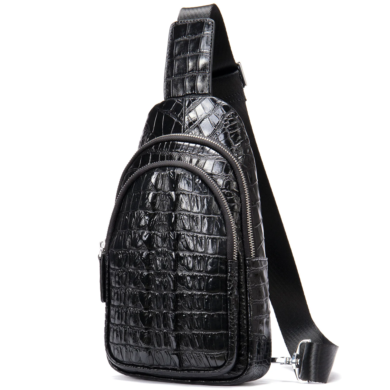 Bolso de pecho para hombre, bandolera de hombro multifuncional con patrón de cocodrilo, aleta de cola