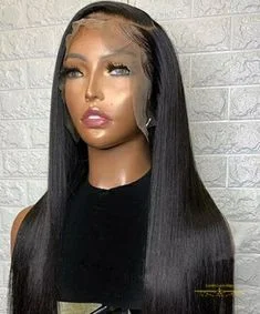 Glueless Wig depan renda untuk bayi wanita, Wig hitam lembut panjang halus lurus dengan kepadatan 180 untuk rambut bayi hitam tahan panas 26 inci