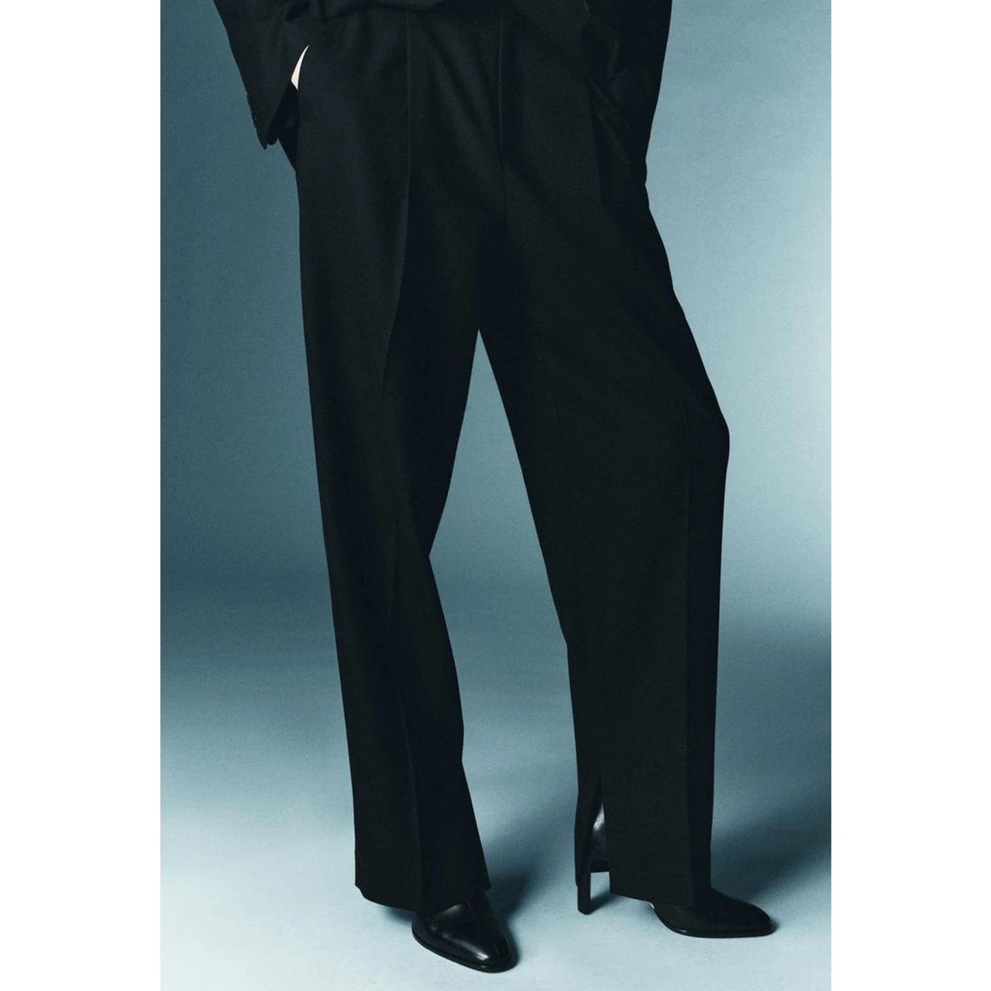 冬の新作レディースカジュアルロングパンツアイロンストライプミッドウエストケット装飾ストレートレッグパンツポリエステル繊維