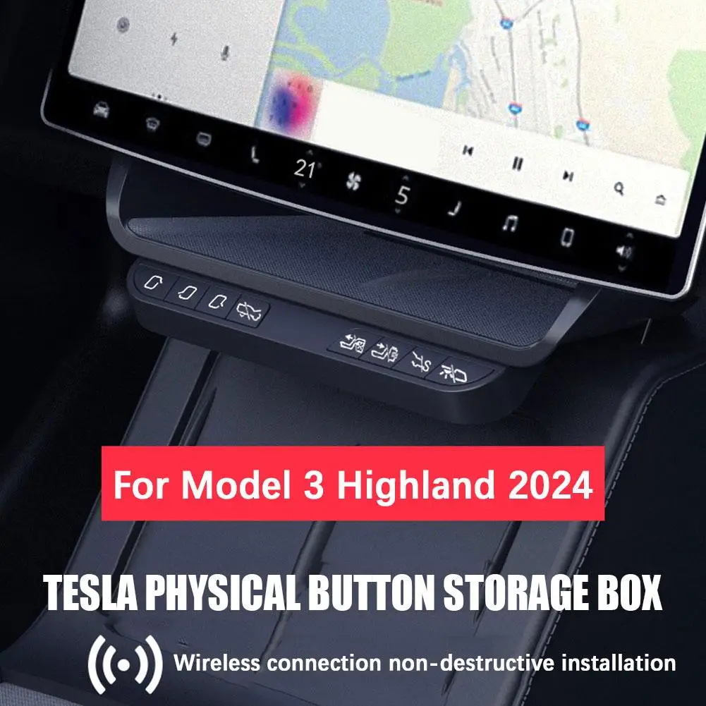 

for Tesla Highland 2024 and Y ABS Under-Screen Phone Sundries Storage Box with Smart Button car Accessories