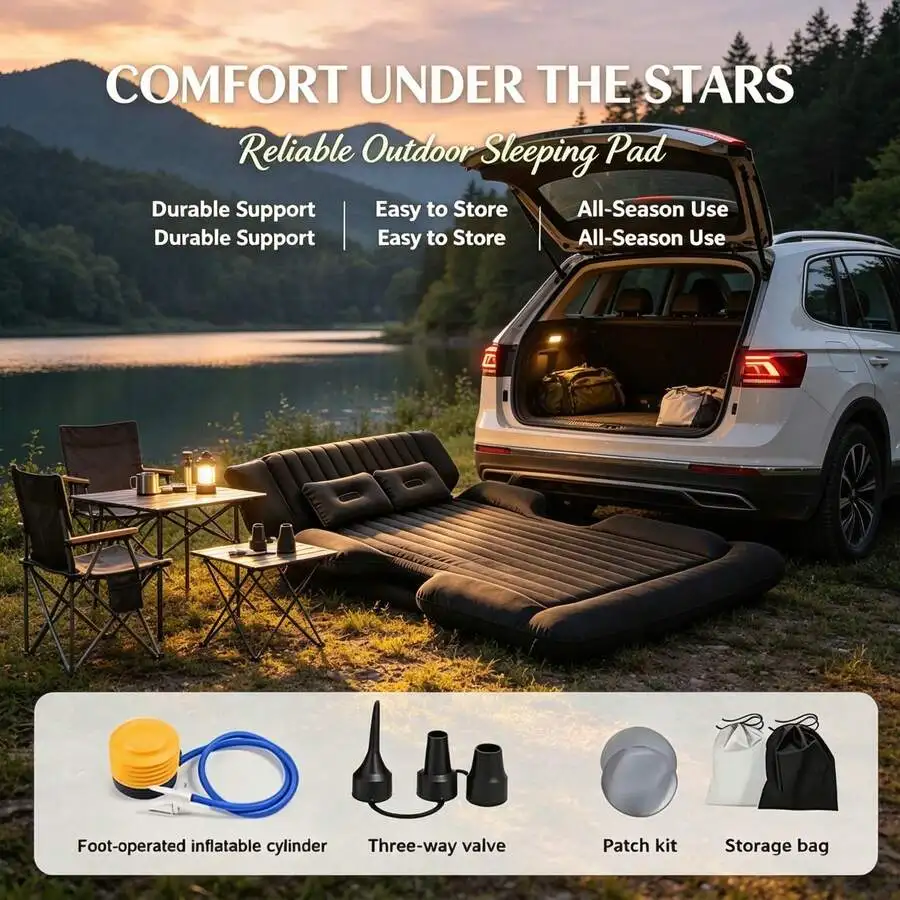 PDZZZD Upgraded Thickened SUV Trunk Air Mattress, Premium Convertible Car Bed With 2 Pillows & Carry Bag, Quick Inflation Anti-S