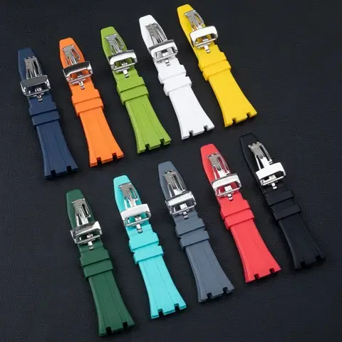 Kvalitetsgummikvalitet 26 mm brett klockarmband för 41 mm Dail AP-rem för Audemars Belt Piguet klockarmband 15400/15500 vikspänne 10 best sales g shock ap-fodral - №9