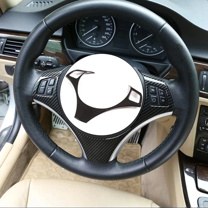 Cubierta de fibra de carbono para volante de coche, accesorios decorativos para BMW Serie 3 E90 E92 E93 Serie 1 E82 E87 2005 - 2011