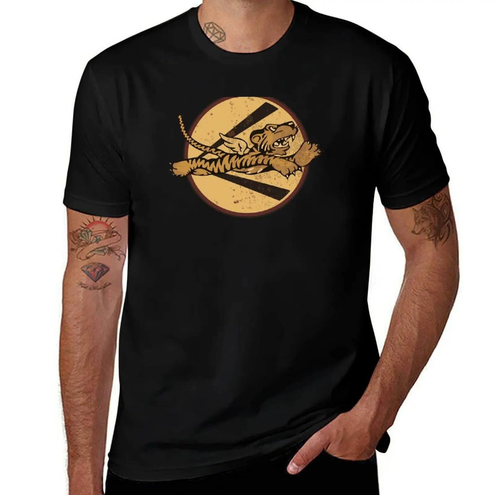 Flying Tigers Squadron (distressed) T-Shirt Large Size Loose Casual Tee T-Shirt