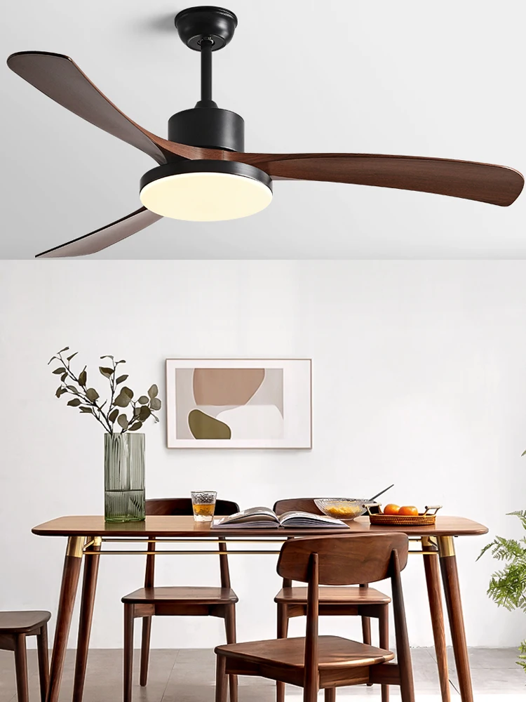 46 Inch Modern DC Ceiling Fan Light Led Lamp With Remot Control Black Plastic Leaves Fans For Home 110-220V Restaurant lights