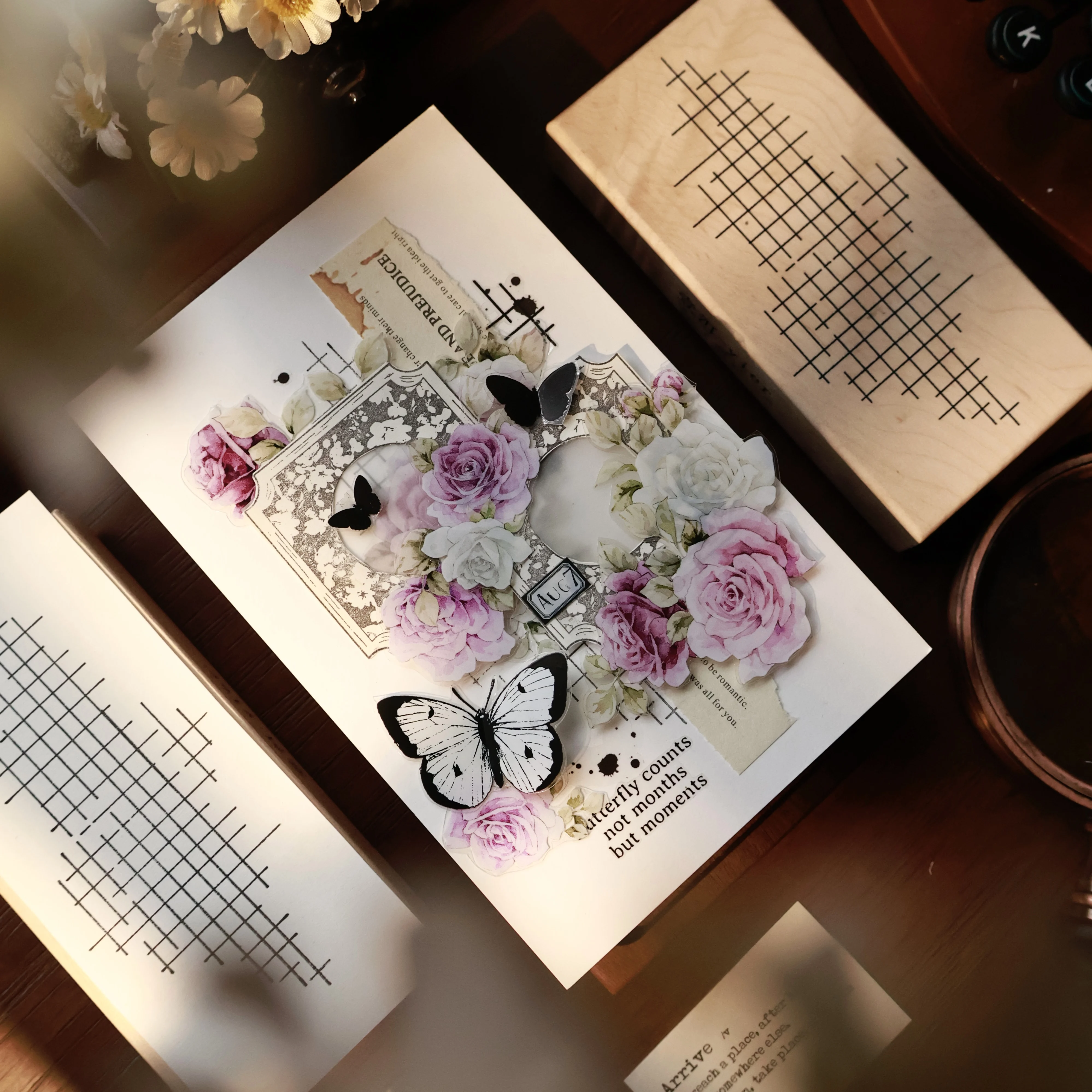 YiEr Studio Vintage Big Size Grids Background Remenber You Wooden Rubber Stamp for DIY Scrapbooking Photo Album Card Making
