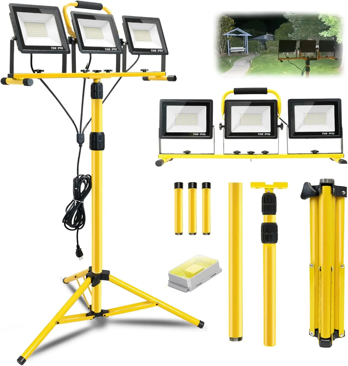

21000Lumen LED Work Lights with Adjustable Tripod, IP66 Waterproof for Indoor Outdoor Portable Lighting