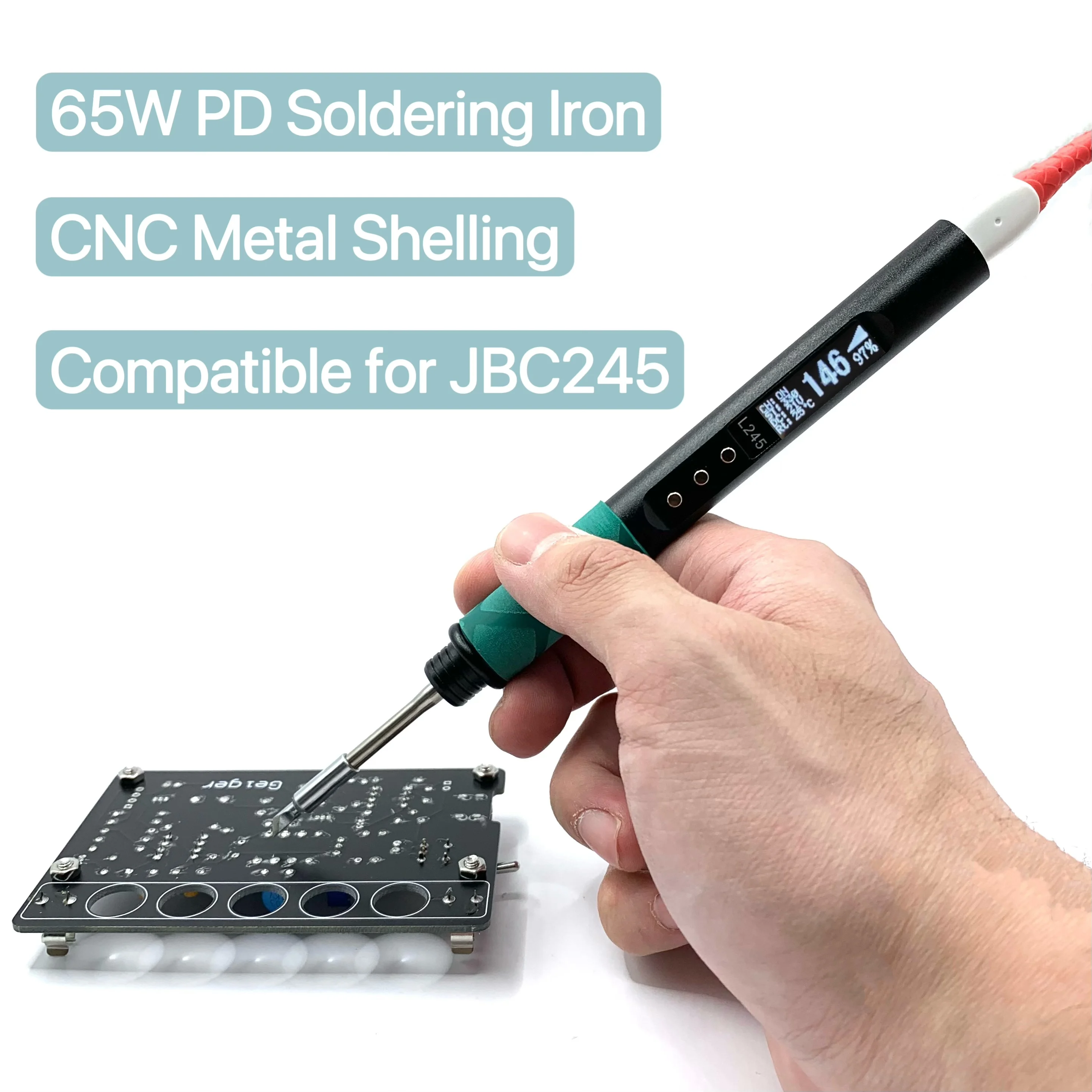 L245 PD 65W High-power Soldering Pen Portable Electric Soldering Iron Aluminum Alloy CNC Shell Supports QC PD Compatible JBC245