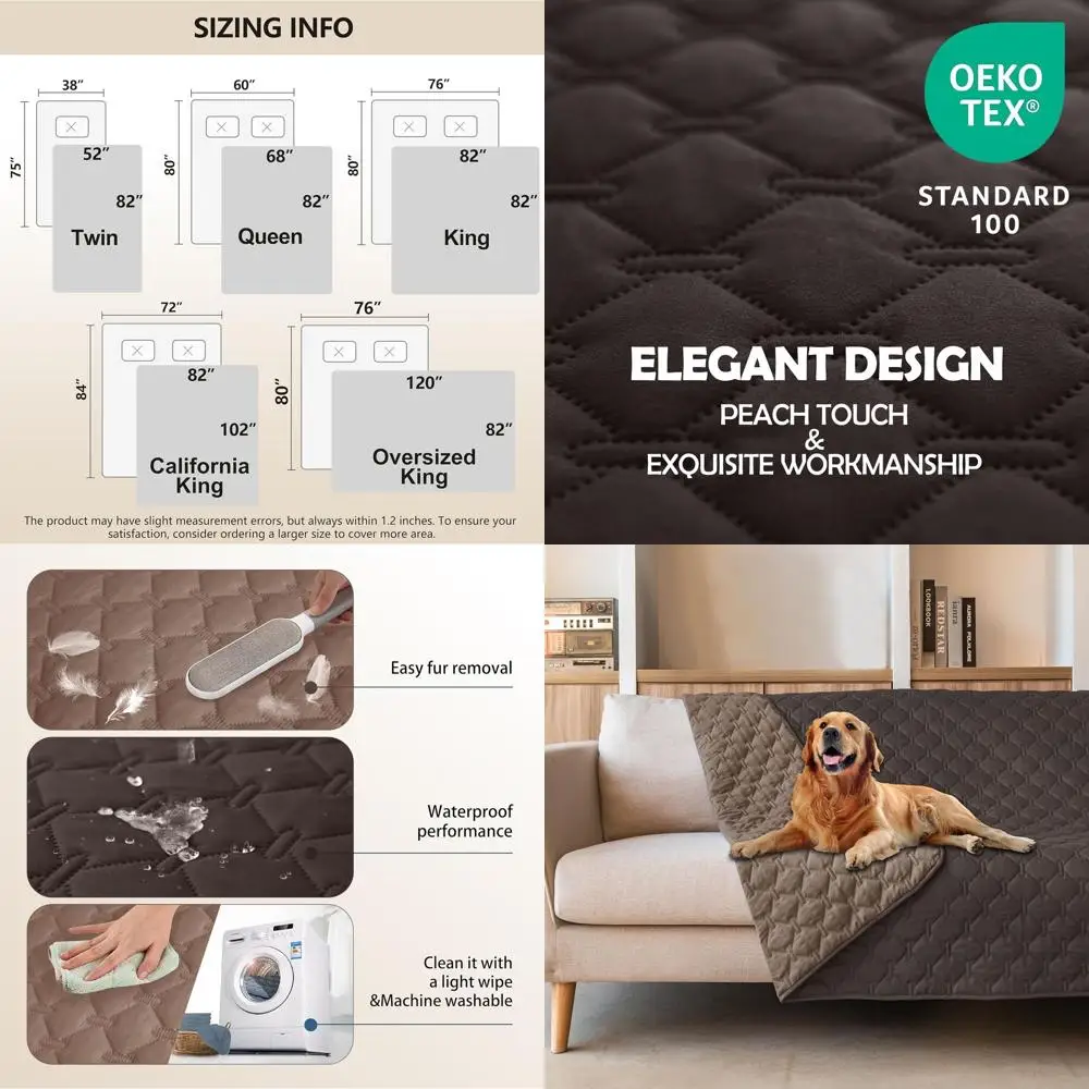 

Reversible Waterproof Dog Blanket - Soft, Large Cover to Protect Furniture, Cars for Pets (Dark/Light Coffee, 82x120)