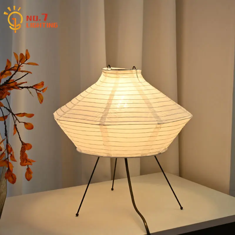 

Japanese Designer Wabi-sabi Akari Noguchi Yong Table Lamp LED E27 Rice Paper Desk Light Living/Model Room Homestay Bedroom Study